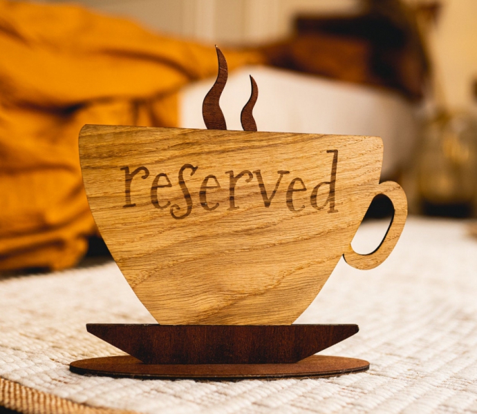 Wholesale/Retail Of Reserved Signs As A Cup, Double-Sided Table Sign, Height 17 cm, Two Colors