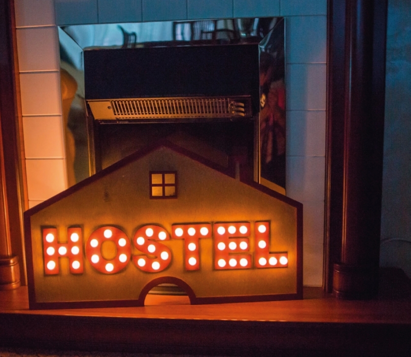 Light Up Hostel Sign, Wall Lamp