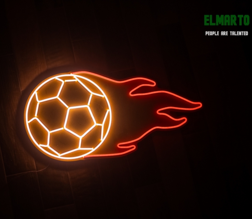 Soccer Ball, Football on Fire, Unbreakable Neon Sign, Football Sign, Sport Sign